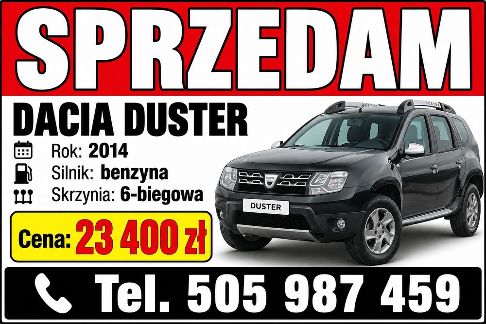 Dacia duster  SUV r2014 benzyna, czarna perła