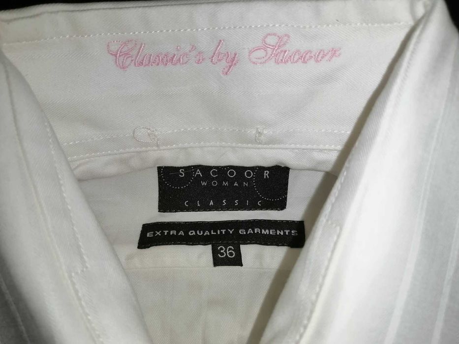Camisa clássica branca com riscado Tam.36 Sacoor - excelente estado