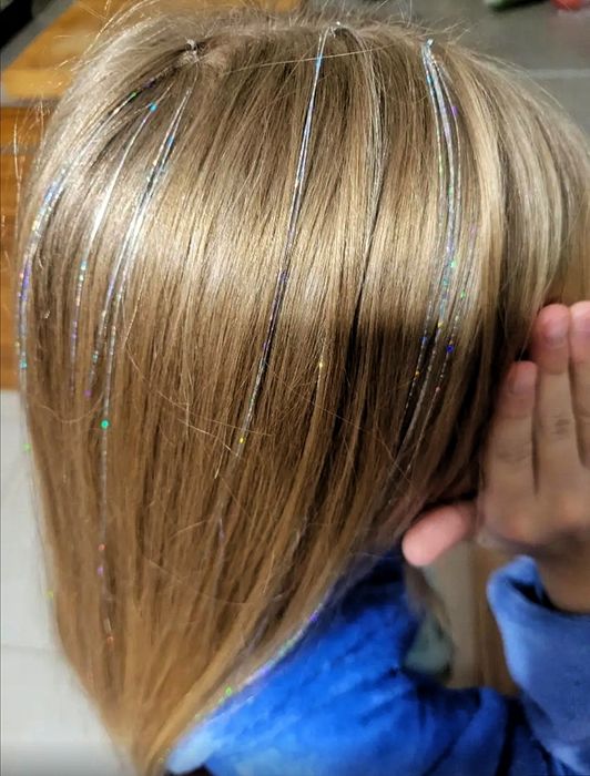 Блискучі прядки у волосся, блестящие нитки, канекалон, обруч,заколки