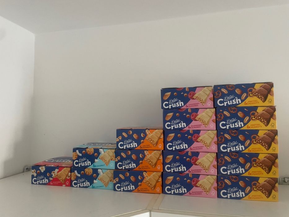 Nowe batony E.Wedel Crush – 5 smaków, całe kartony. 70zl/karton