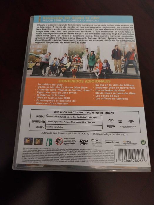 Glee - 2ª temporada, 7 DVDs, em castelhano, inglês e italiano