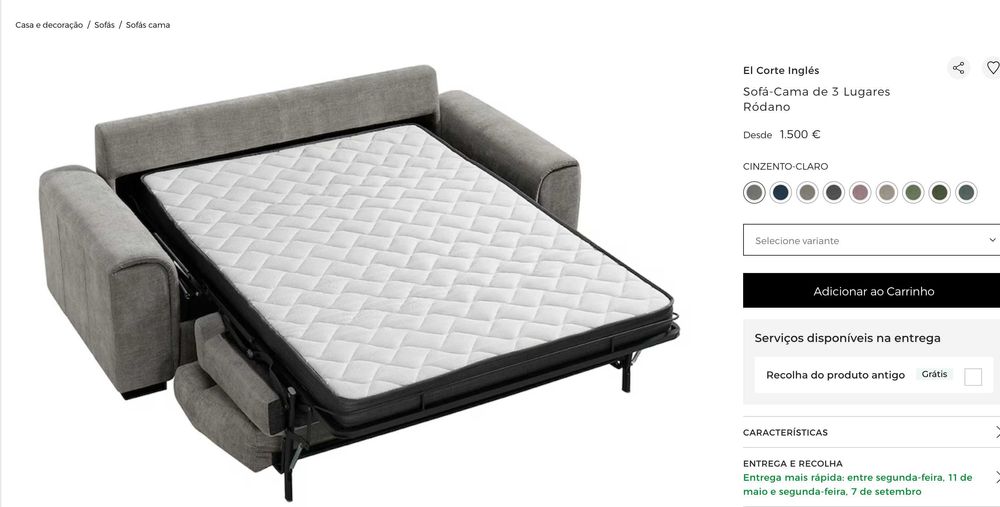 Sofá-Cama de 3 Lugares Ródano