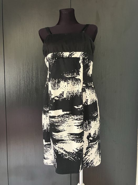 Biało czarna elegancka letnia sukienka na ramiączka, M/38, Tiffi