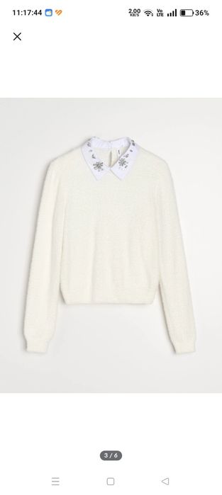 Sweter damski z ozdobnym kołnierzykiem