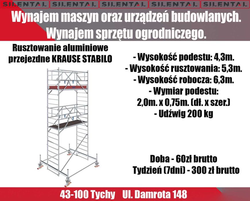 Rusztowanie aluminiowe przejezdne podnośnik montażowy podest roboczy