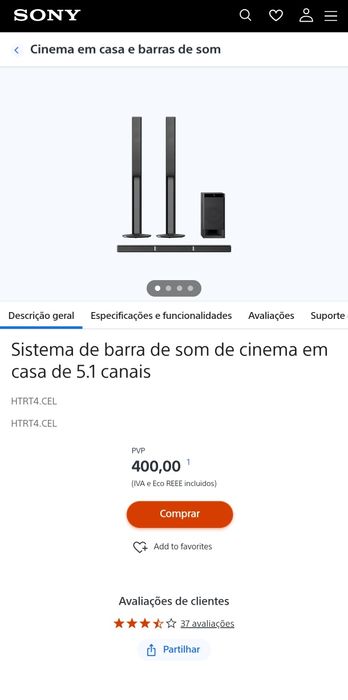 Barra de Som Soundbar Sony Sistema de Som 5.1 600W