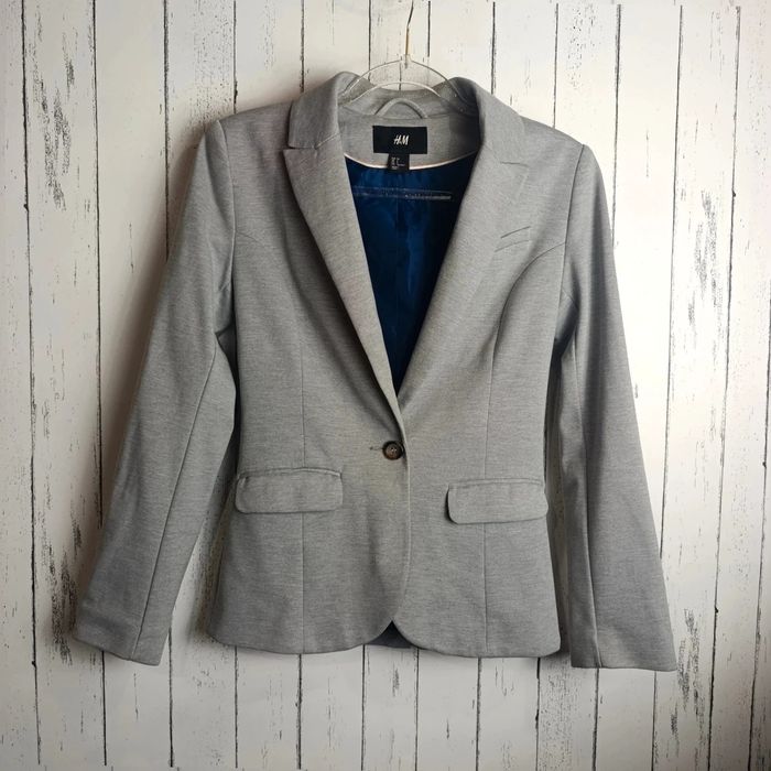H&M damska marynarka szara XS 34 bardzo dobry stan klasyczna elegancka