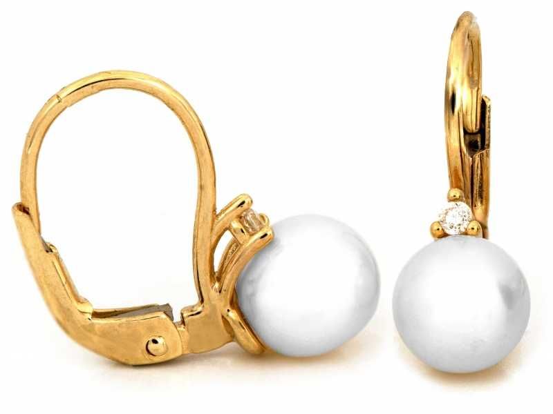Kolczyki złote angielskie zapięcie z perełkami PR 585