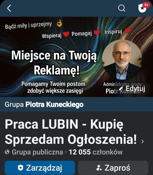 Reklama na grupie FB