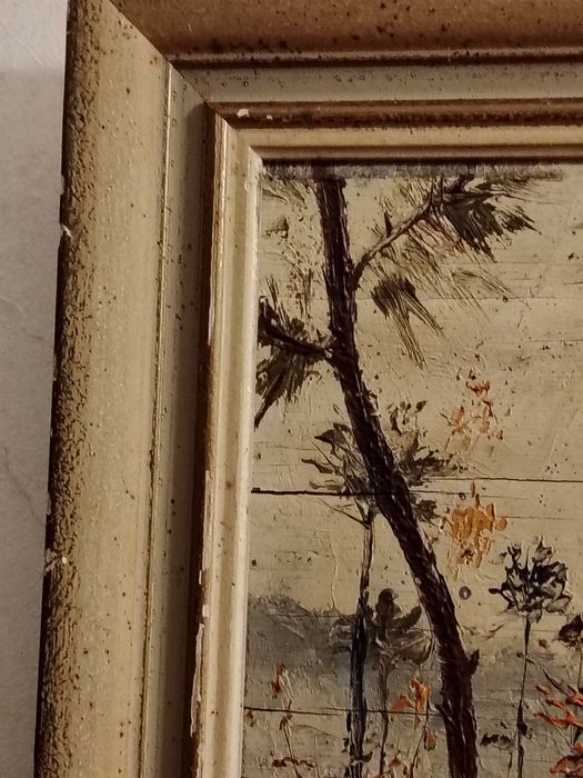 Pintura a óleo em platex anos 40