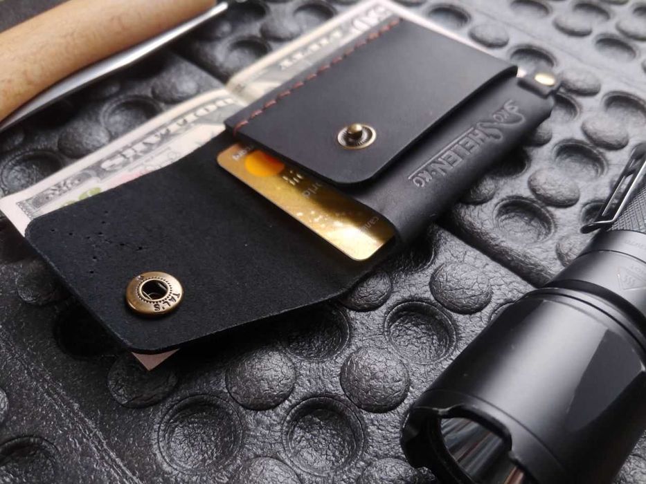 Супер компактний чоловічий гаманець BOSTON з натуральної шкіри чорний