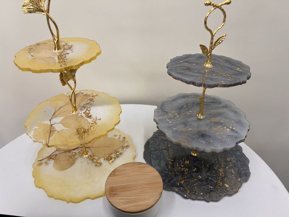 Trzypoziomowy talerz z żywicy epoksydowej, Patera