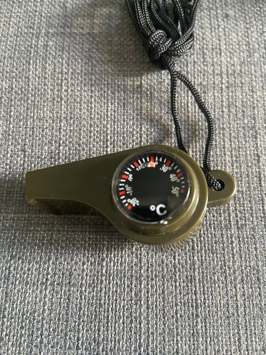 Rádio portátil + headlamp + apito com bússola