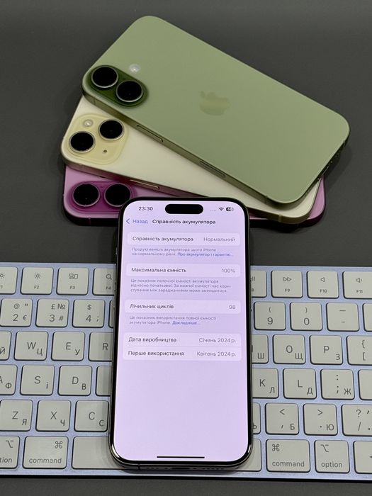 iPhone 15 Pro 256GB Natural Titanium (100% батарея, Wi-Fi версія)