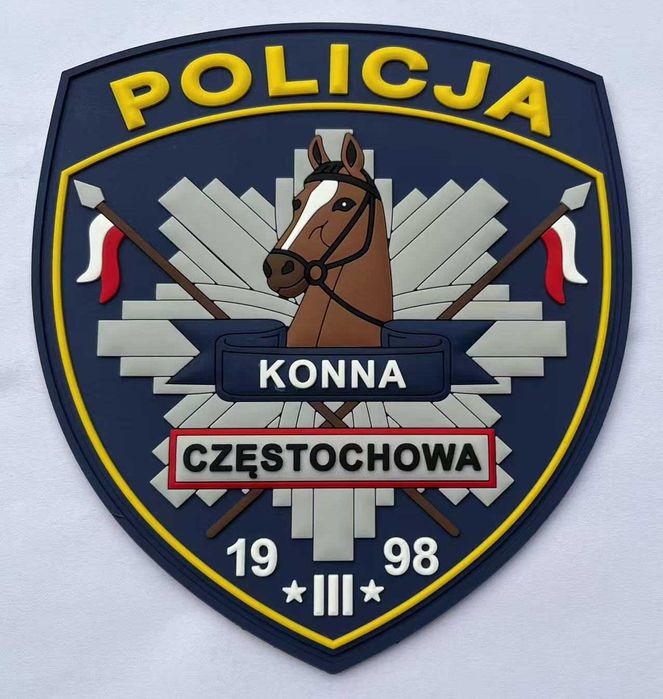 Naszywka PVC 3D – POLICJA KONNA CZĘSTOCHOWA – Horse Unit Edition – Fluorescencyjna