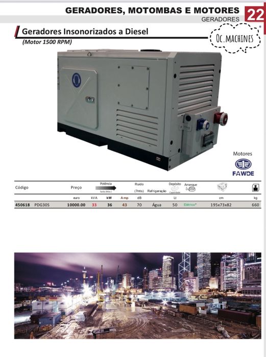 Gerador a diesel motor 1500RPM