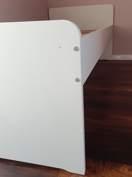 SLÄKT Rama łóżka, biały, 90x200 cm +  materac