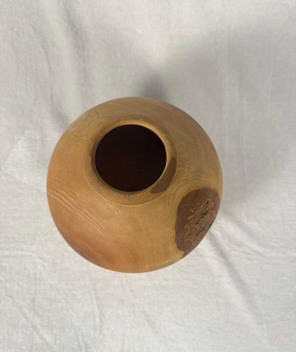 Vaso artesanal em madeira 23 cm (Novo)