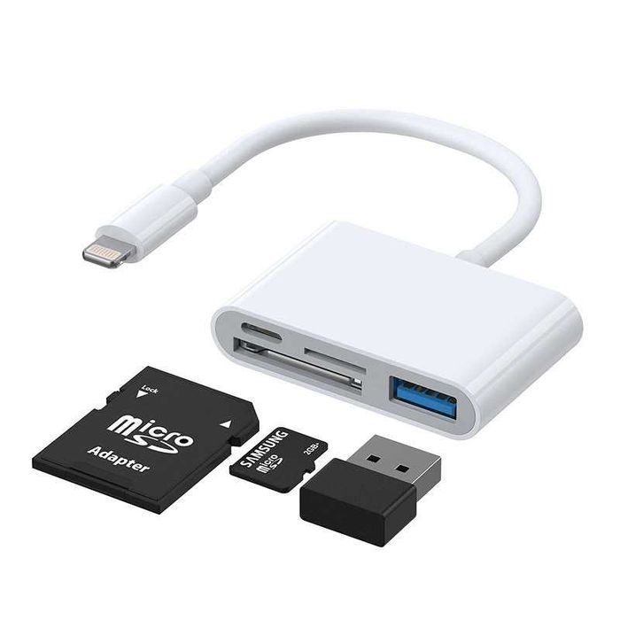 HUB Lightning OTG p/ USB / iPhone / Leitor SD e TF Joyroom S-H142