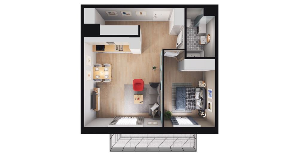 2-pokojowe mieszkanie 48m2 + balkon