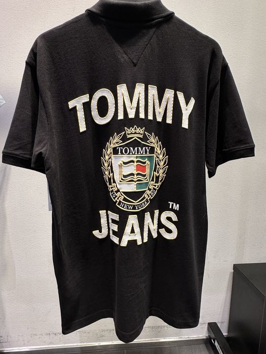 Tommy Hilfiger Jeans polo męskie M czarna koszulka haft t-shirt