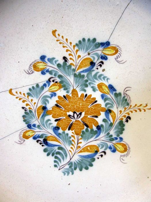 raro antigo prato em faiança portuguesa da Viana - com gatos