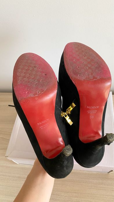 Botki Kazar buty czarne eleganckie szpilki obcasy na obcasie 38