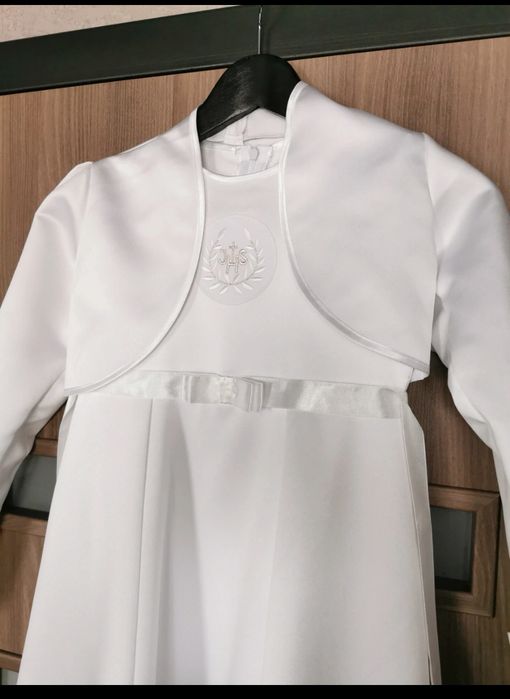 Sukienka komunijna r. 140 + bolerko + torebka  kolor I Komunia ivory/e