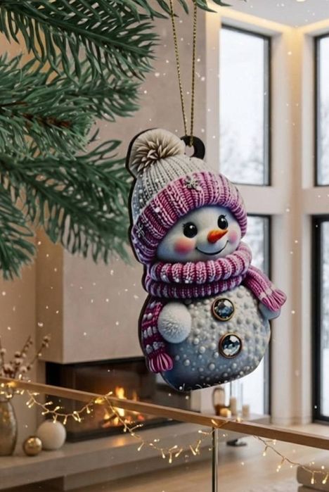 Новорічні іграшки Сніговики із дерева