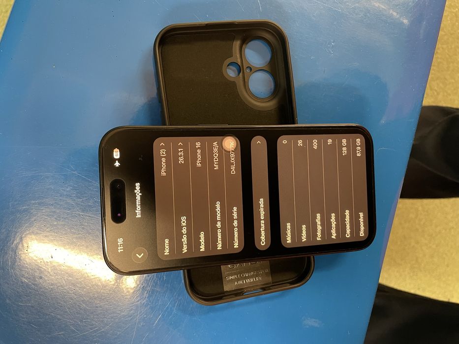 Iphone 16 normal.   Estado da bateria 93% 128GB de memória. pronto a usar não perca a oportunidade única.