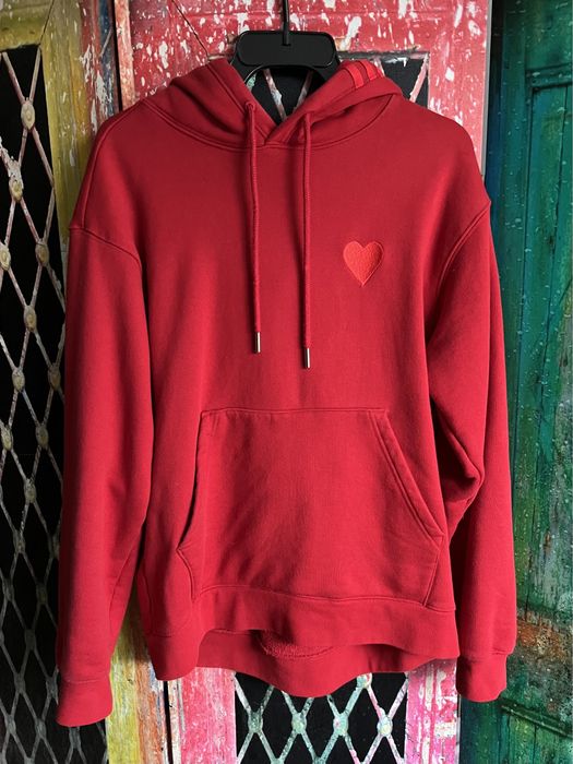 Czerwona bawełniana uniseks bluza z kapturem hoodie Adidas Ivy Park