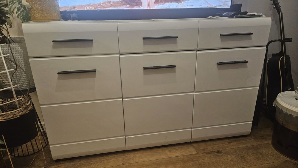 Komoda 150cm biały połysk Black Red White BRW