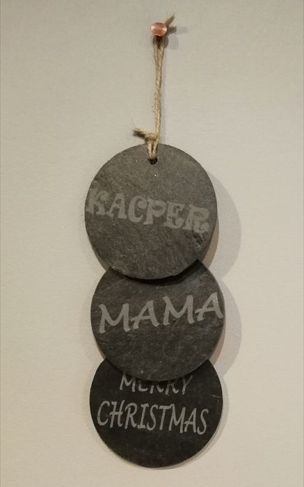 Zawieszka z grawerem łupek naturalny prezent bombki na choinkę