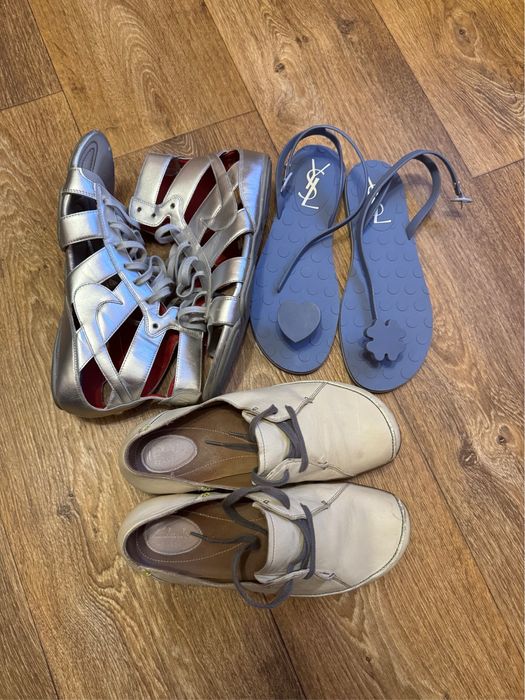 Набор женской обуви: сандали Nike, сандали YSL, туфли Clarks,