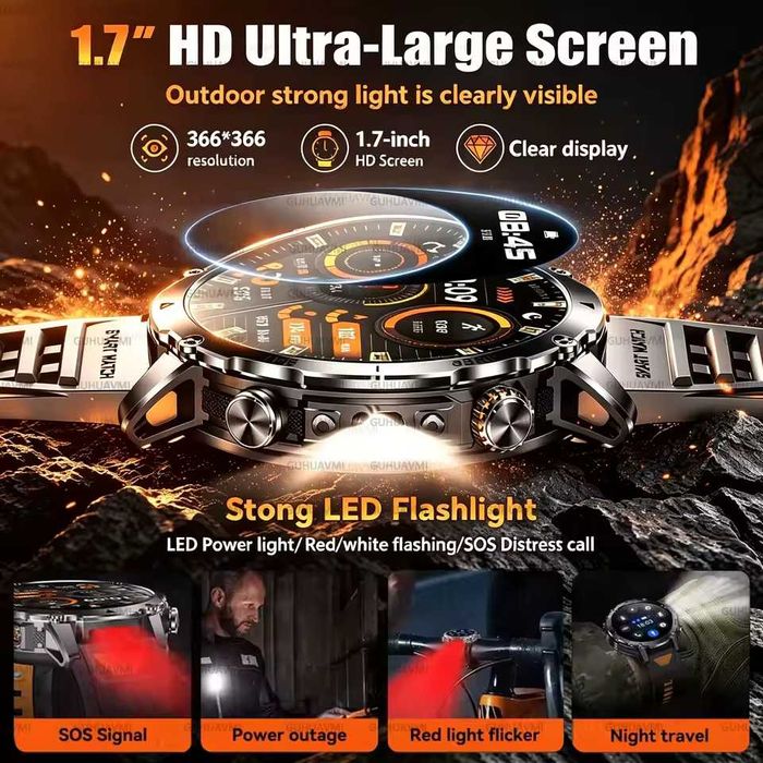 Смарт часы: HARDY AK106 PRO. NFC. 3D-меню. 1400mAh. 2 LED-фонарика