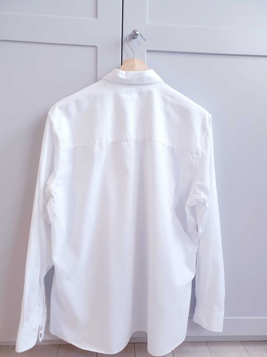 Biała koszula Livergy lniana z długim rękawem XL 2XL kołnierzyk 43 44