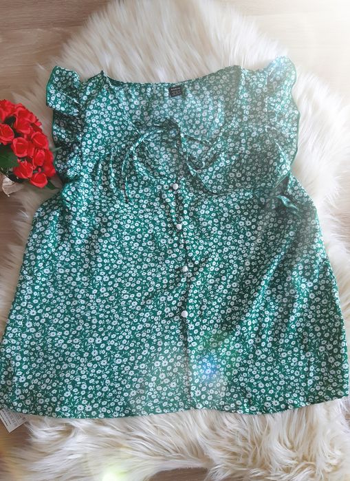 SHEIN Damskie Bluzki Zmarszczony Zawiązywanie z przodu Guziki z przodu