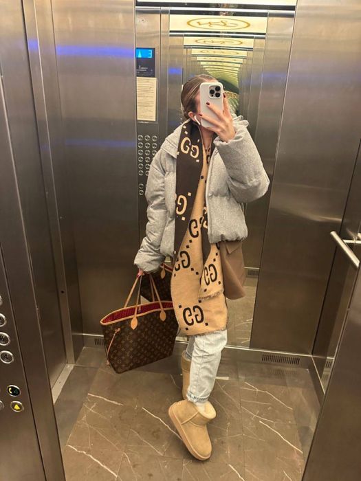 Шарф коричневий Gucci! Двосторонній! В брендовій упаковці!