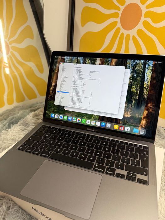MacBook Air M1 8/256 Space Gray, stan idealny, bateria 95%, komplet