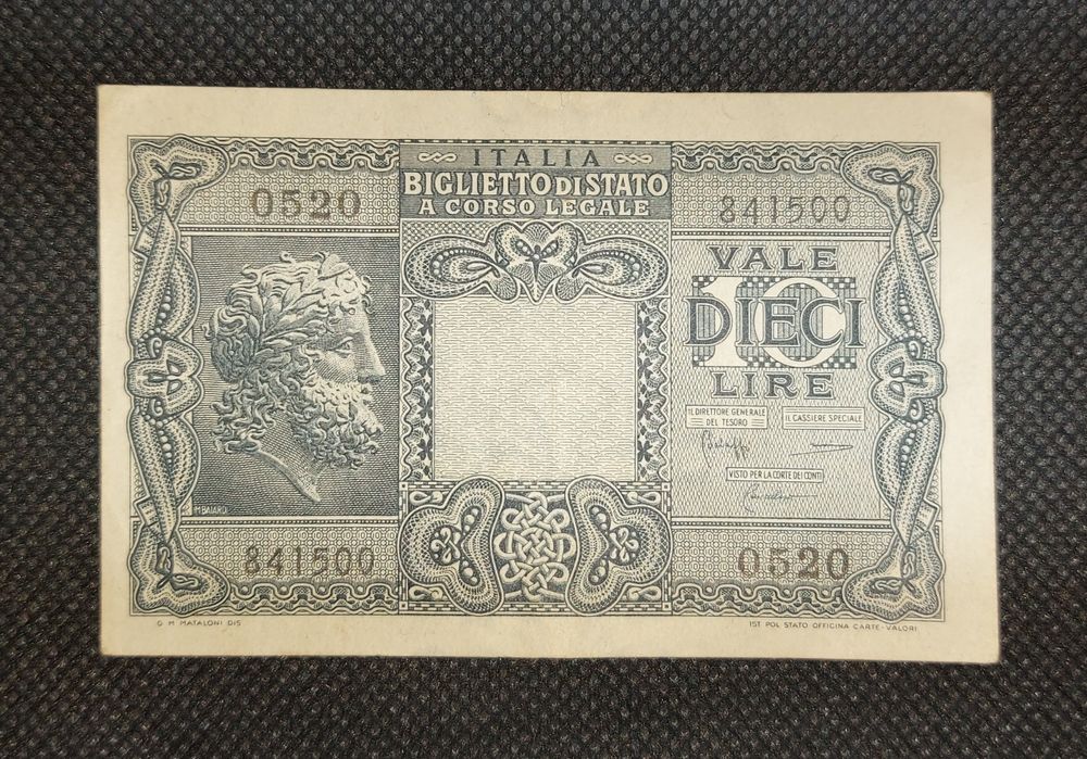 Nota de 10 liras 1944