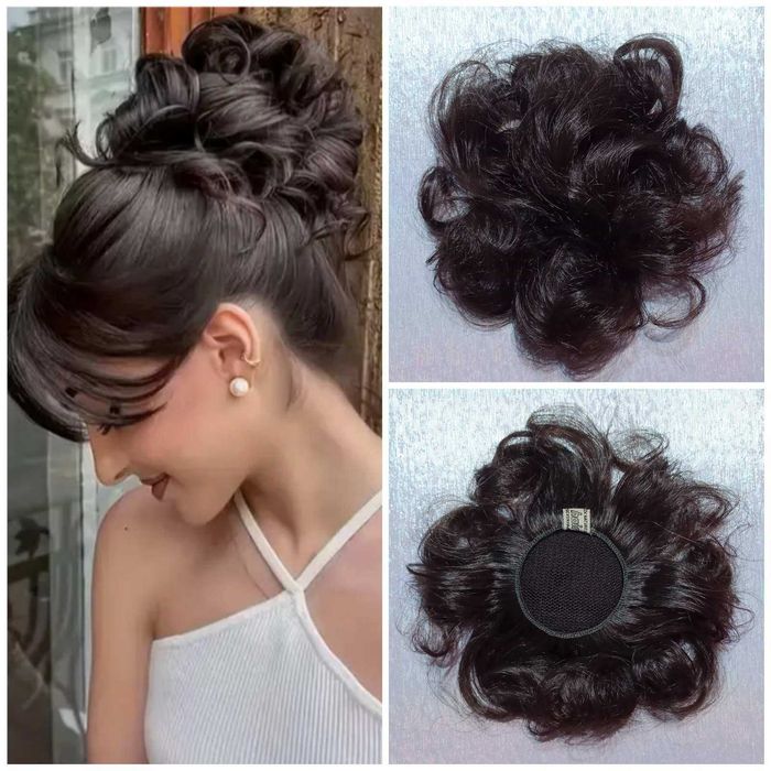 Пучок из натуральных волос темно-русого цвета (Франция).