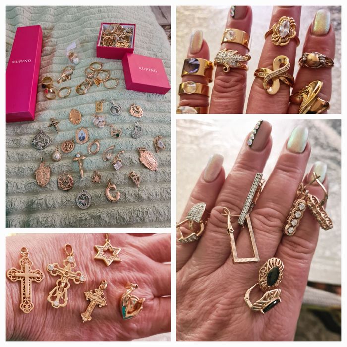 Медицинское золото Xuping- остатки Лот Цепь браслет кольца крестики
