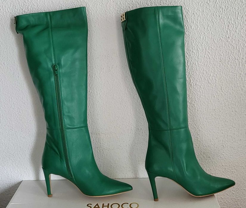 Botas Altas de Tacão Sahoco, Verdes, Tamanho 37, Originais, Novas