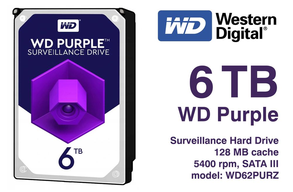 Dysk WD Western Digital PURPLE 6TB (do NAS oraz NVR) 3,5" SATA