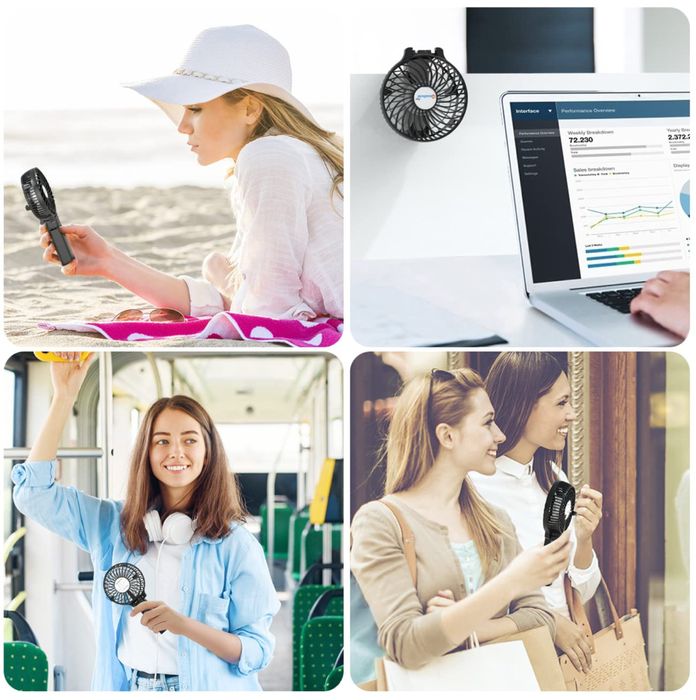 Gabless wentylator składany USB 3 biegi biurkowy podróż BRAK BATERII