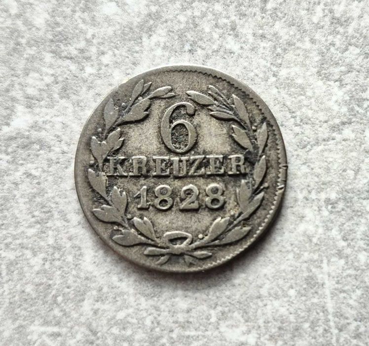 44) NIEMCY srebro - 6 Krajcarów - 1828 r.
