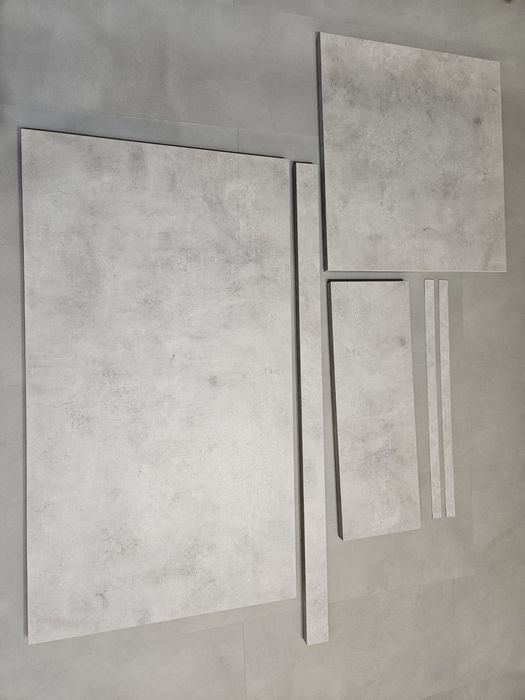 EKBACKEN Blat, jasnoszary imitacja betonu/laminat duze kawałki 2.8 cm