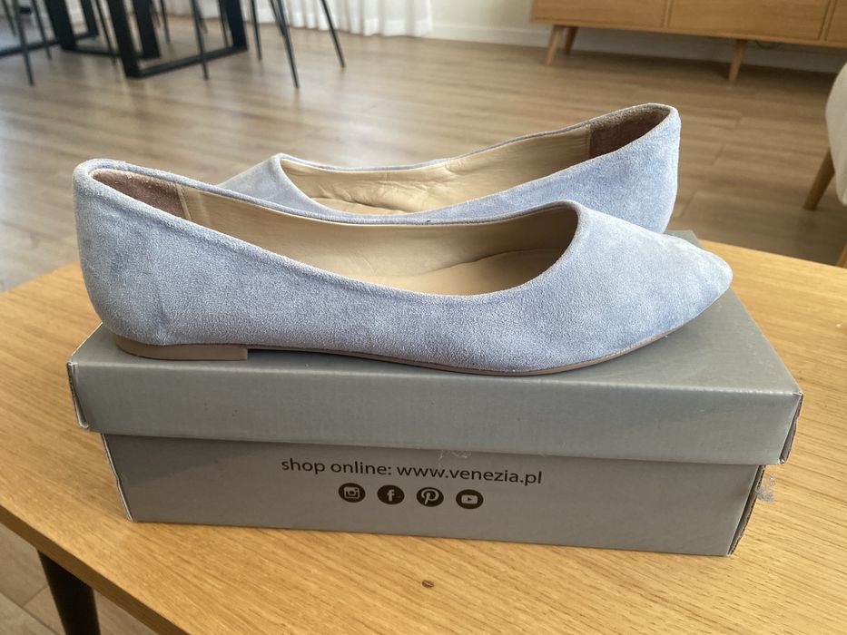 Buty damskie Venezia baleriny z zamszu