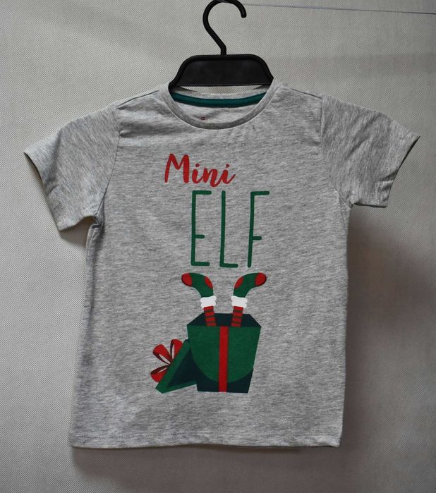 T-shirt Świąteczny Szary Elf Rozmiar 98/104 cm *youngstyle*