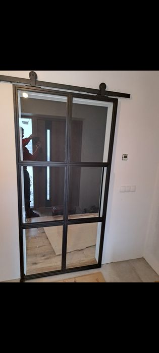 Drzwi metalowe, przesuwne, stalowe, szklane  loft